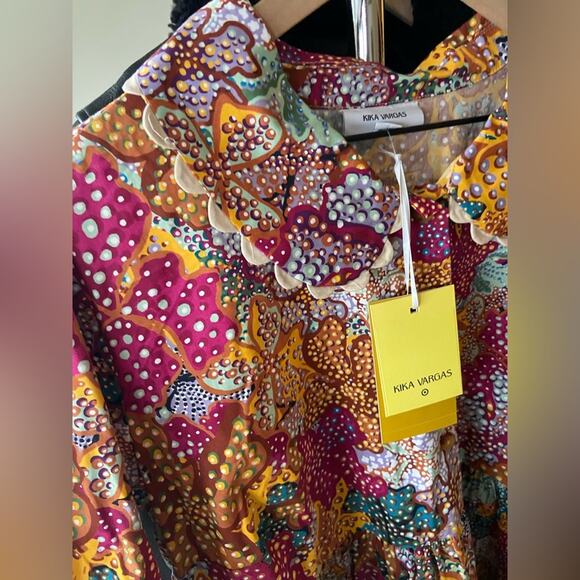 M 🔖 KIKA VARGAS x Target Women's Anemone Floral Mini Dress Pink Blue Gold - Picture 12 of 16